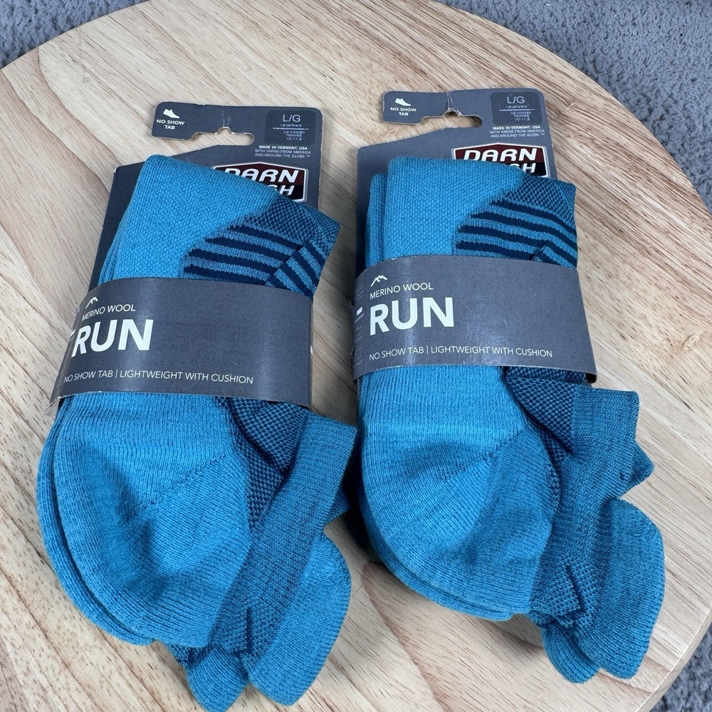 2 DARN TOUGH 1112 CYAN Womens L 10-11.5 Merino Wool No Show Tab Running Socks